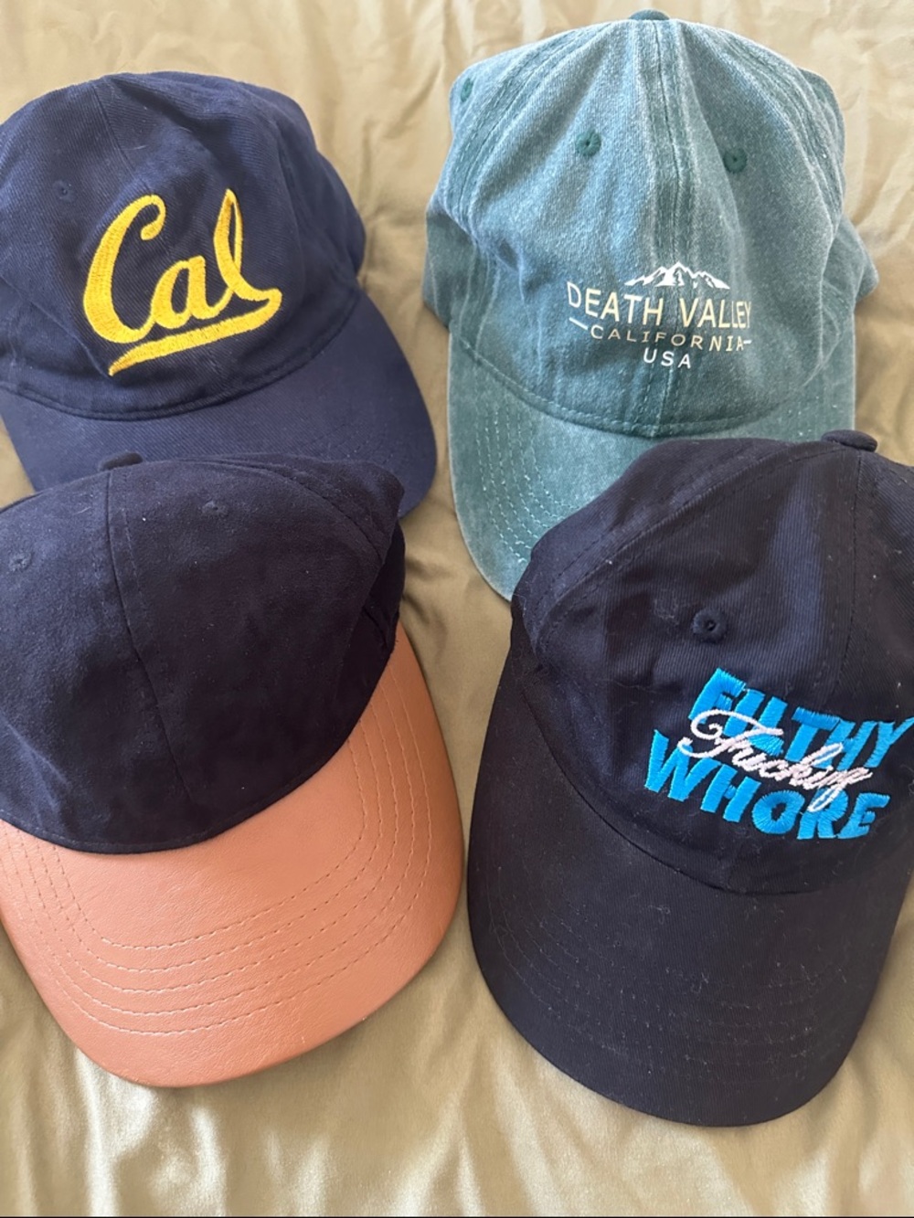 Set of 4 Casual Baseball Caps - Navy, Teal, Black & Tan